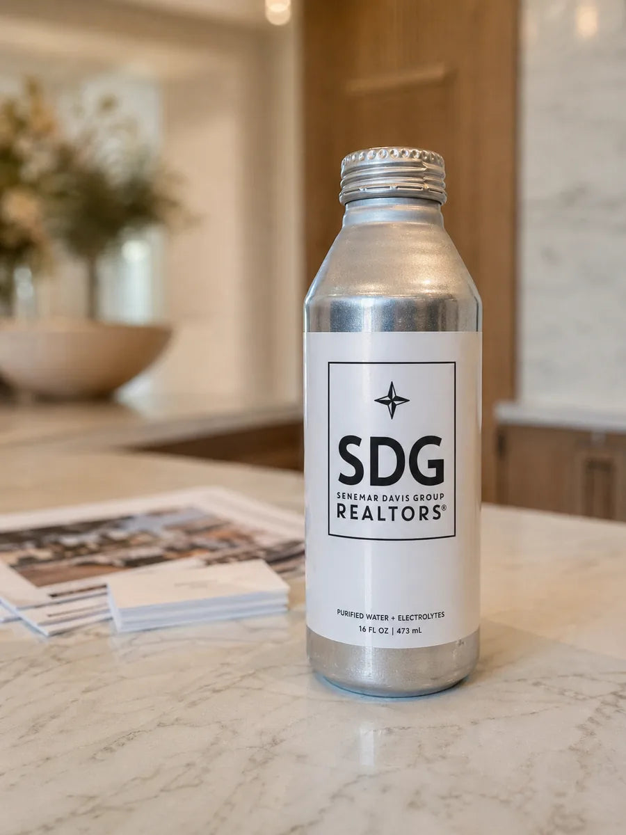 Premium custom bottled water for guest gifts and events